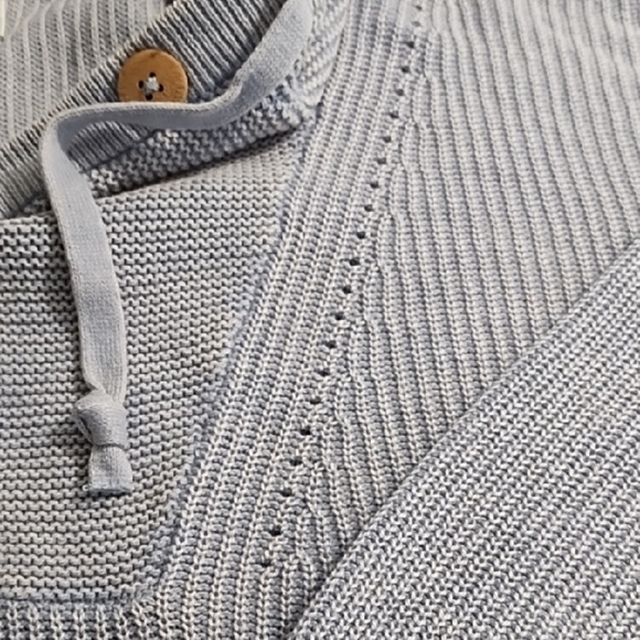 Lightweight Transitional Layering Boxy Sweater Natural Cotton Blend Wood Buttons - Picture 8 of 11